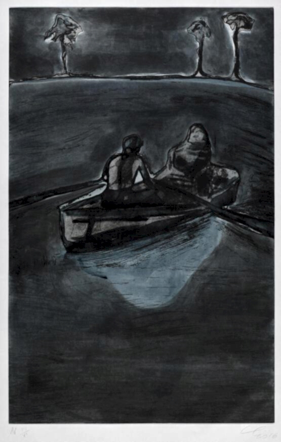 Two People at Night (indigo) (2016)